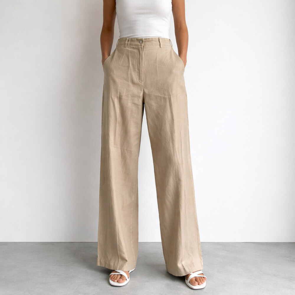Maje Linen Blend Classic Straight Leg Trousers 40/M